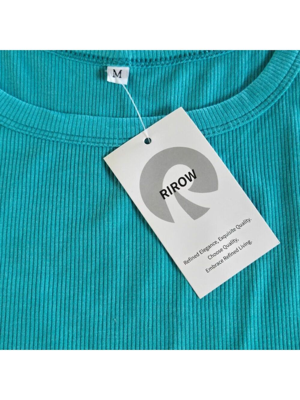 NWT | RIROW Aqua Blue Ribbed Crop Top | Sleeveless Tank | Size Medium - Picture 4 of 5